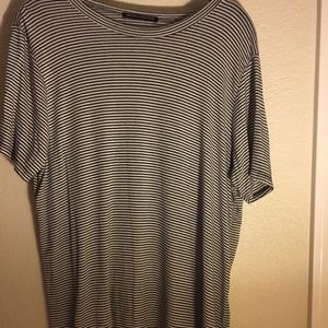 Long cotton b&w striped tee
